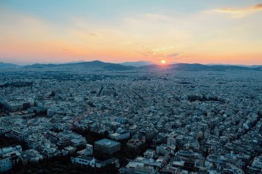 Lycabettus Hill günbatımı zamanı, Atina, Yunanistan Atina cityscape bakış