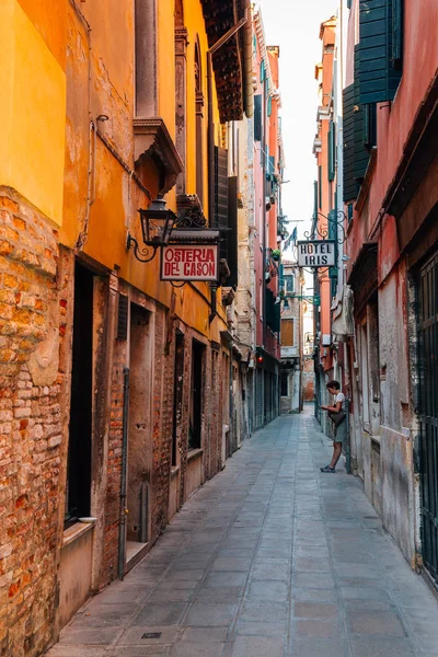 Venecia Italia Agosto 2016 Edificios Antiguos Europeos Calle Hotelera — Foto de Stock