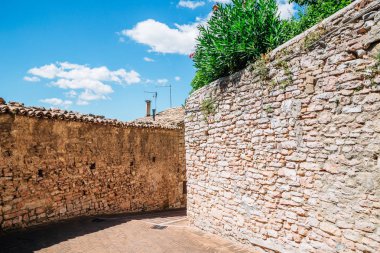Antik şehir Assisi Avrupa eski sokak Assisi, İtalya