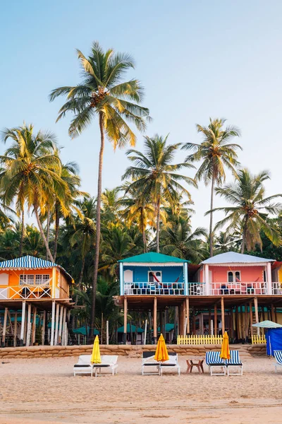 Tropische Palmen Und Bungalow Palolem Beach Goa Indien — Stockfoto