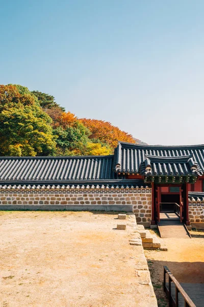 Namhansanseong Fort Koreaanse Traditionele Dorpshuis Met Autumn Maple Gwangju Korea — Stockfoto