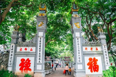 Hanoi, Vietnam - 12 Ekim 2018: Den ngoc oğlu Tapınağı