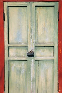 Yeşil renk Kore geleneksel ahşap kapı