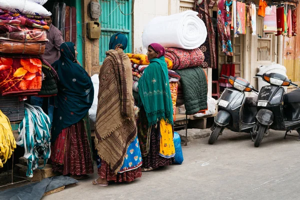 Jaisalmer Índia Dezembro 2017 Mercado Rua Indiano Inverno — Fotografia de Stock