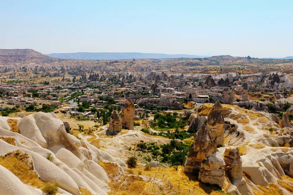 Goreme Panorama Ancient Ruins Green Tour Cappadocia Turkey — Stock Photo, Image