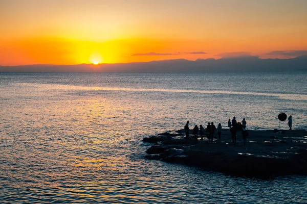 Isla Enoshima Chigogafuchi Marine Plateau Sunset Sea Kanagawa Japón — Foto de Stock