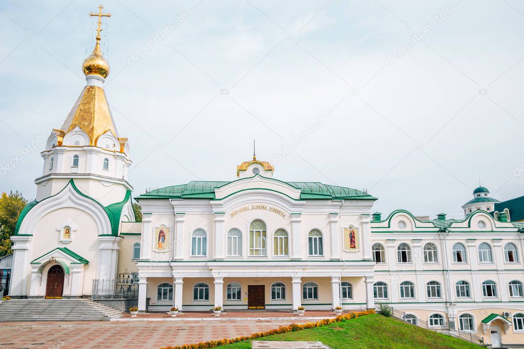 Transfiguration Cathedral historical architecture in Khabarovsk, Russia