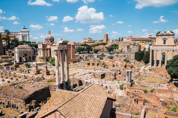 Roman Forum ancient ruins in Rome, Italy