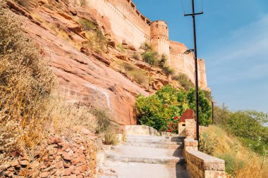Mehrangarh Fort antik kalıntılar Jodhpur, Hindistan