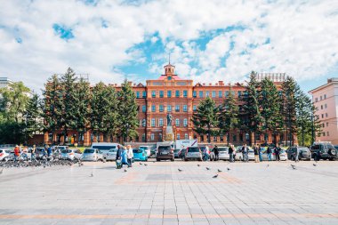 Khabarovsk, Russia - September 14, 2018 : Lenin statue at Lenin square clipart