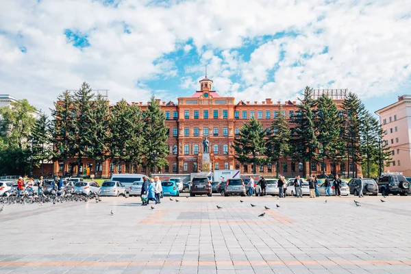 Khabarovsk Rússia Setembro 2018 Estátua Lenine Praça Lenine — Fotografia de Stock