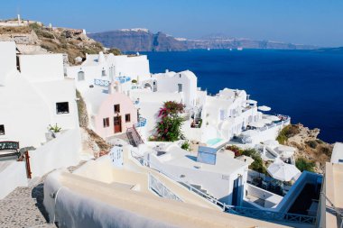 Oia şehir ve deniz Santorini Island, Yunanistan