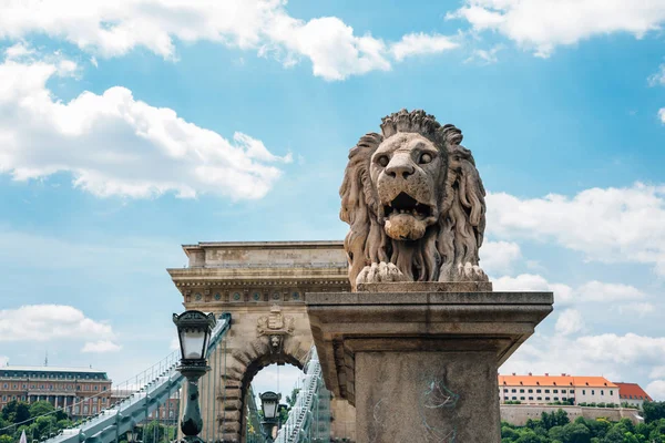 Puente de cadena sobre el río Danubio en Budapest, Hungría — Foto de Stock
