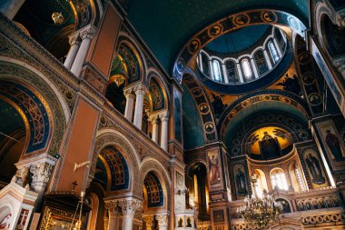 Atina, Yunanistan - 5 Ağustos 2019 : Atina Metropolitan Katedrali