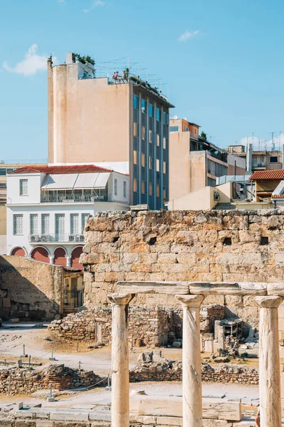 Biblioteca de Adriano ruínas antigas em Atenas, Grécia — Fotografia de Stock