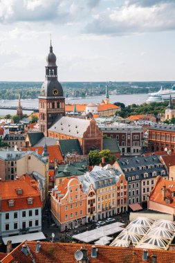 Riga old town panoramic view from St. Peter's Church observatory in Latvia clipart