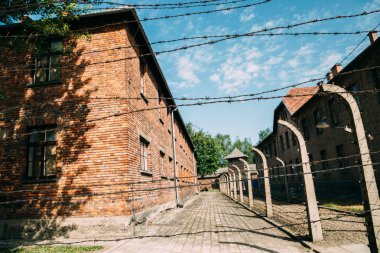 Oswiecim, Polonya - 16 Haziran 2019 : Auschwitz Birkenau toplama kampı müzesi