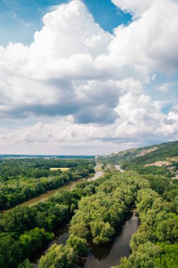 Slovakya 'daki Devin Kalesi' nde Tuna Nehri ve orman
