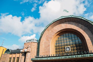 Helsinki, Finlandiya - 15 Ağustos 2019: Helsinki merkez tren istasyonu
