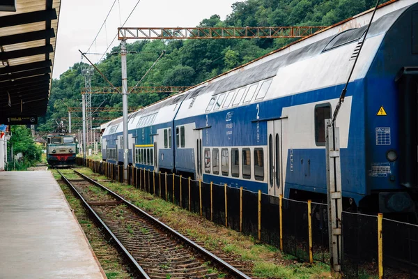 Sighisoara, Romanya - 23 Temmuz 2019: Sighisoara tren istasyonu, eski tren istasyonu
