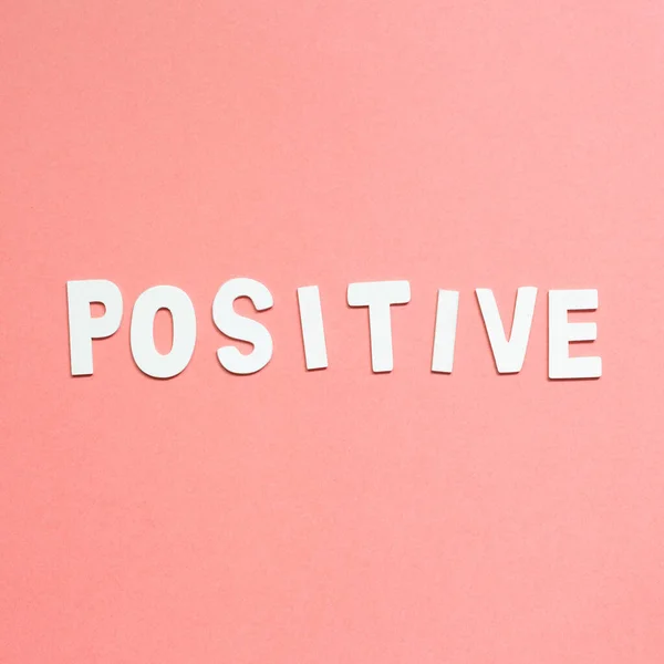 Word Positive Pink Background Top View — Stock Photo, Image
