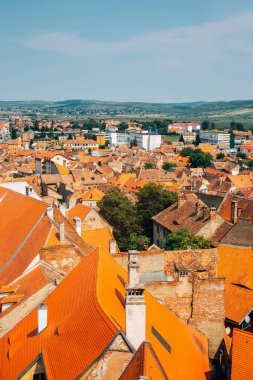 Romanya 'nın Sibiu kentinde eski kasaba manzarası