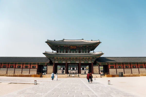 Gyeongbokgung Palace Κορεατική Παραδοσιακή Αρχιτεκτονική Στη Σεούλ Της Κορέας — Φωτογραφία Αρχείου
