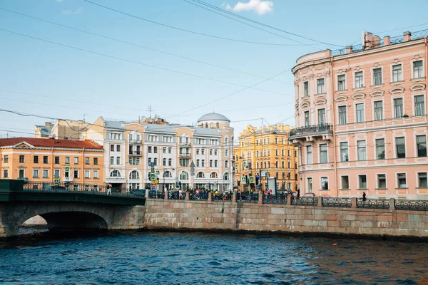 Most Belinsky Ego Średniowieczne Budynki Rzeką Fontanką Petersburgu Rosja — Zdjęcie stockowe