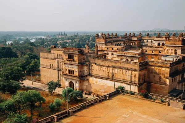 Panoramatický Pohled Orchha Fort Raja Mahal Starobylé Zříceniny Orchha Indie — Stock fotografie