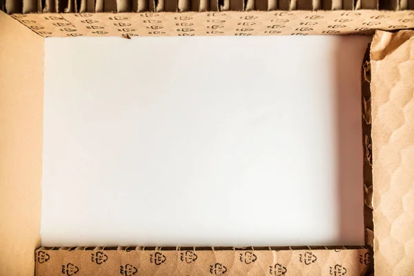 Frame made of cardboard products with white space for text. Frame made from recycled materials. Frame made of cardboard.