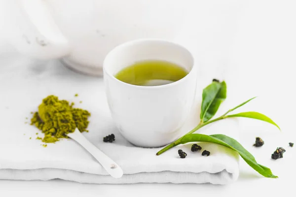 Зеленый Чай Белой Чашке — стоковое фото