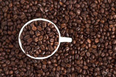 Kahve, kahve çekirdeği beyaz fincan kahve sevdiğini kahve kahve arka plan