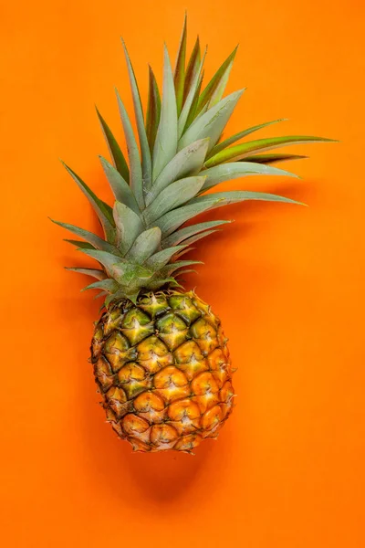 Frische Ananas Orangefarbenen Hintergrund — Stockfoto