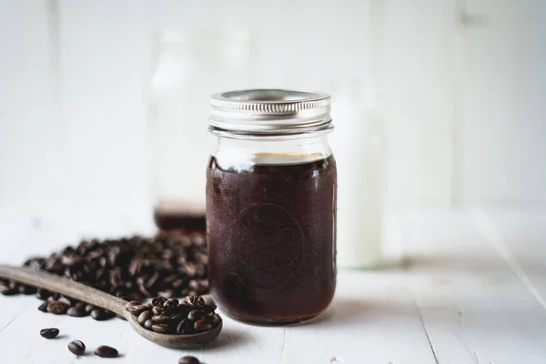 Kalter Kaffee Arabica Kaffee Einer Glasflasche — Stockfoto