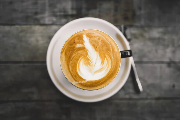Kopi Cangkir Hot Latte Pagi Hari — Stok Foto