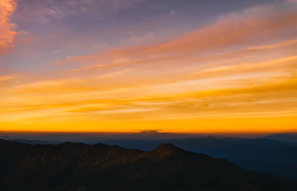 Crepúsculo Pôr Sol Luz Noite Montanha — Fotografia de Stock