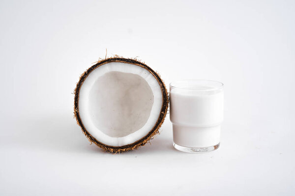 Close-Up Of Coconut Against White Background