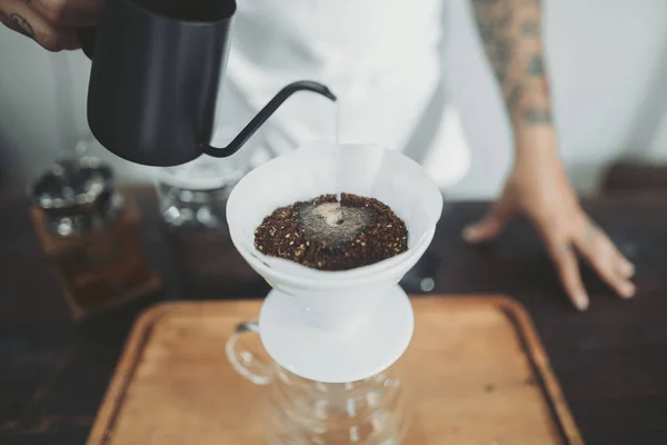 Making Drip Coffee Black coffee with white background