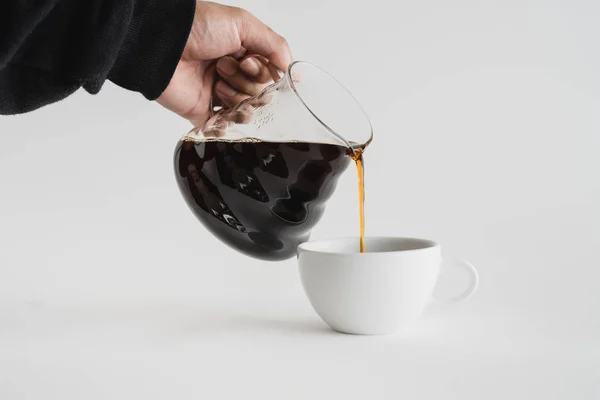 Hacer Café Goteo Café Negro Con Fondo Blanco — Foto de Stock