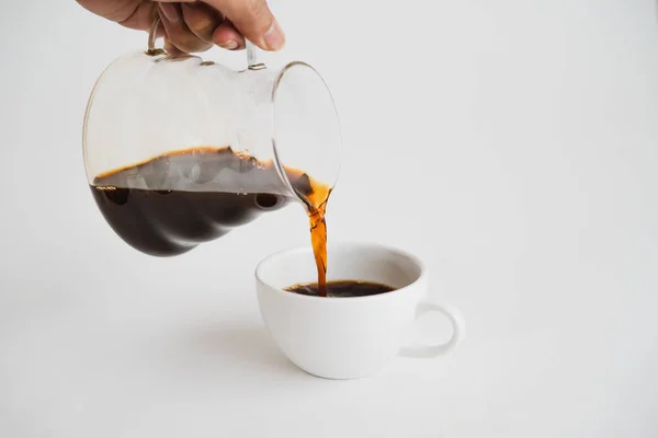 Черный Кофе Белом Фоне Чашки — стоковое фото
