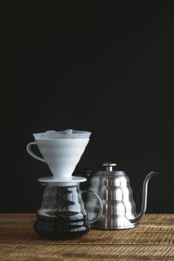 ahşap Koyu ton üzerinde siyah kahve damla