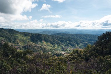 Yağmurdan sonra dağlar ve yeşil ağaçlar