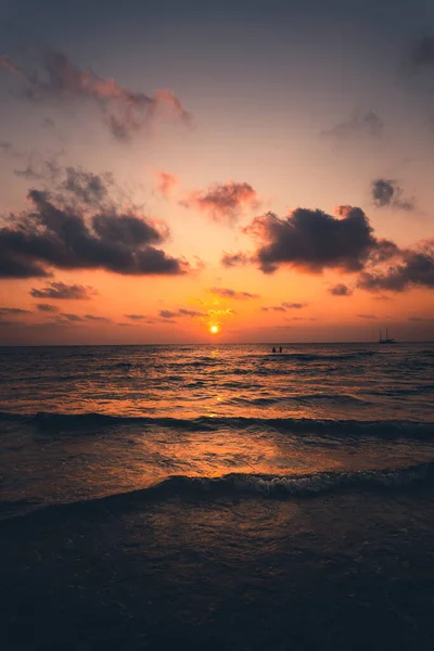 Zonsondergang Zee Strand Avond Uitzicht Zee Avondstrand — Stockfoto