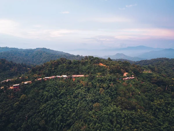 Dağlar ve yeşil ağaçlar Akşam dağları, ağaçlar ve yeşil orman