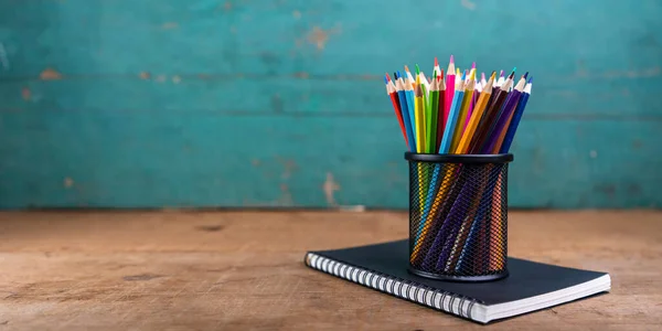 School desk Wood color on wooden table background board