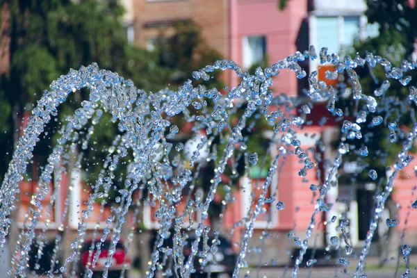 Fountains City Park Drops Water Raising Fountains Jet Water Fountain — Stock Photo, Image