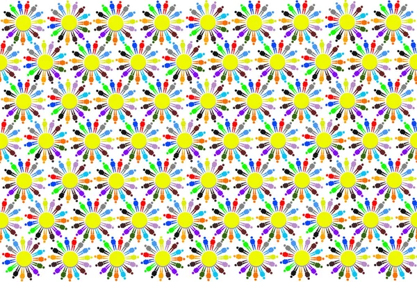 Textura Padrões Multicoloridos Com Pessoas Pequenas Padrão Colorido Papel Parede — Fotografia de Stock