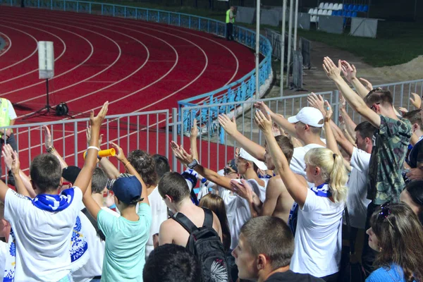 Chernihiv Ukraine August 2018 Team Football Fans Desna Chernihiv Rooting — Stock Photo, Image