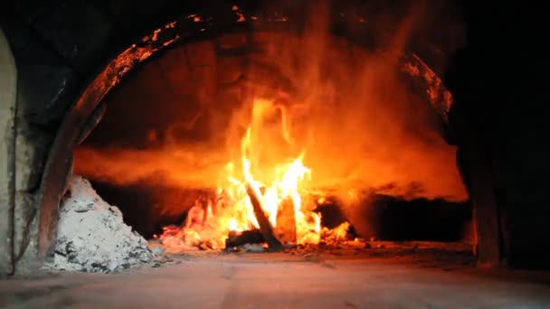 Brand Trä Brighly Bränna Ugnen Eld Och Lågor — Stockvideo