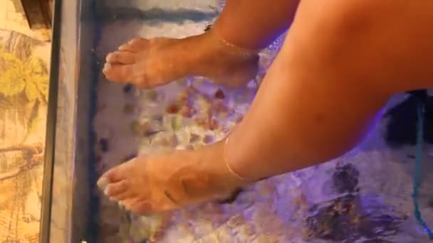 Jeune Femme Recevant Massage Avec Petits Poissons Éplucher Avec Poisson — Video